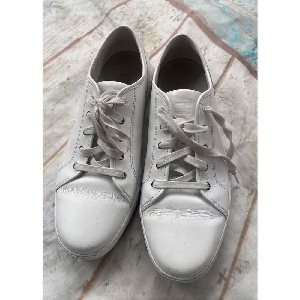Fitflop Christophe Tumbled Urban White Soft Leather Fashion Sneaker, Size US 10